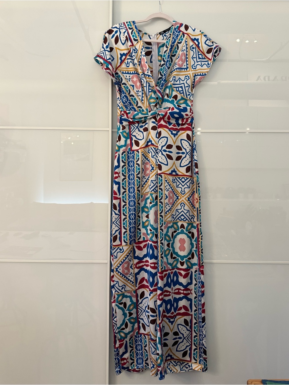 Zara Boho Tile-Print Maxi Dress in Multicolor